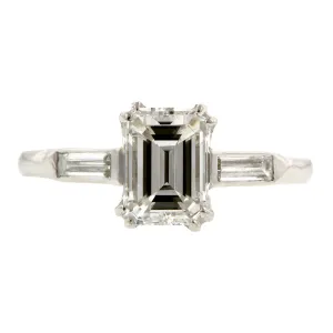 Vintage Engagement Ring, Emerald Cut 1.64ct