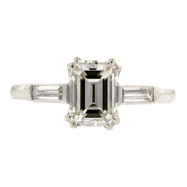 Vintage Engagement Ring, Emerald Cut 1.64ct