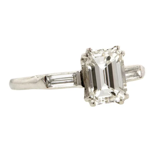 Vintage Engagement Ring, Emerald Cut 1.64ct