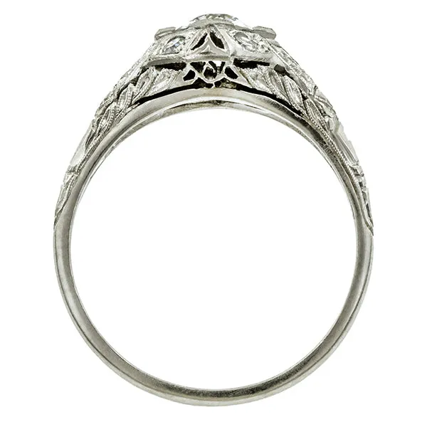 Vintage Engagement Ring, Old Euro; 0.74ct