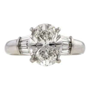Vintage Oval Cut Diamond Engagement Ring, 2.07ct