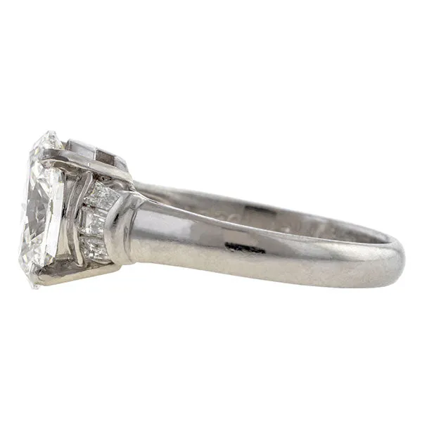 Vintage Oval Cut Diamond Engagement Ring, 2.07ct