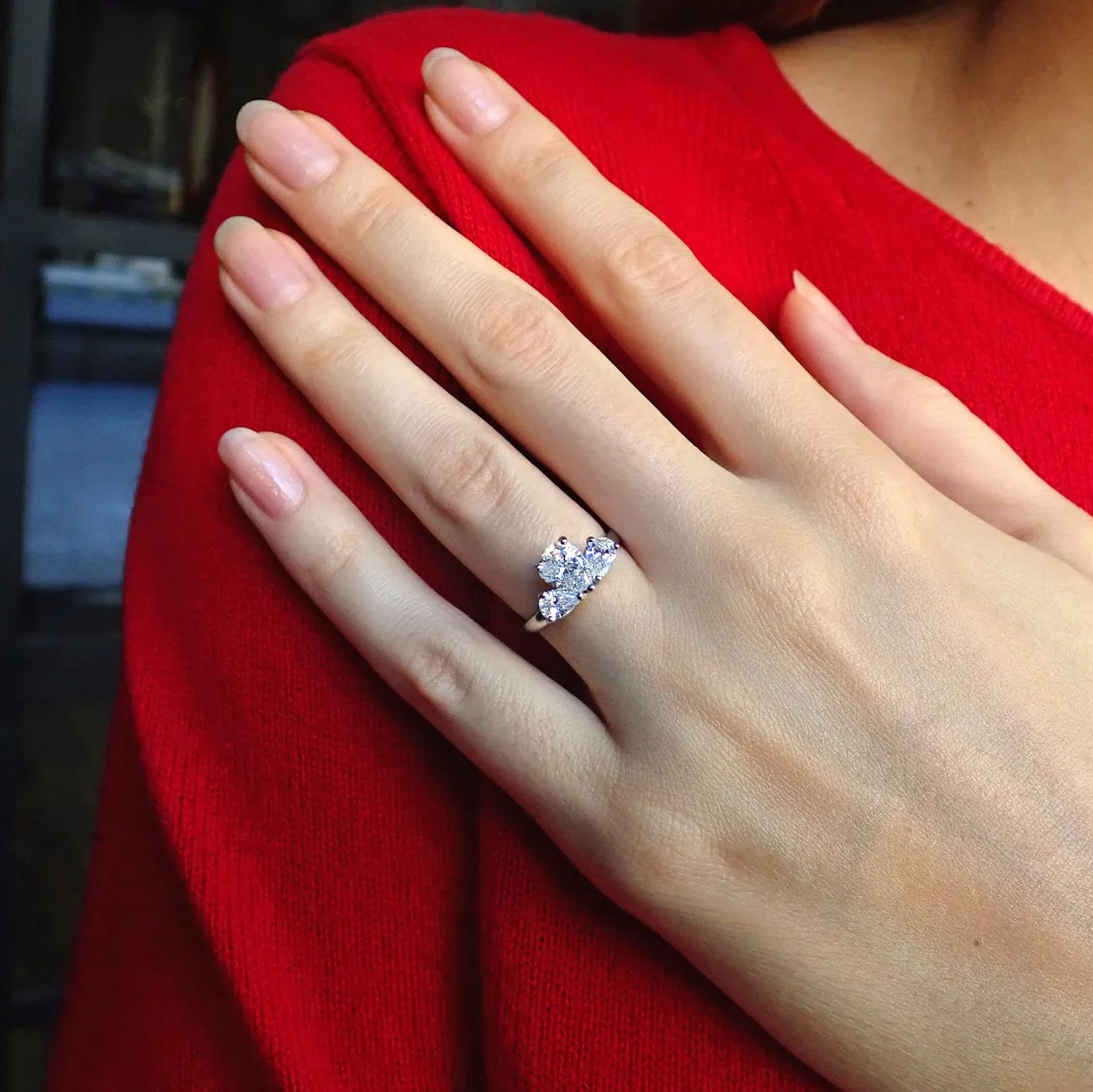 Vintage Pear Shaped Diamond Engagement Ring, 1.08ct.