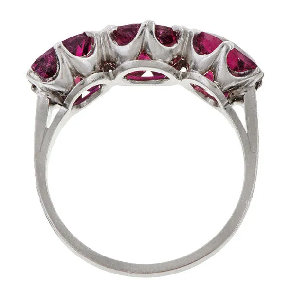Vintage Pink Tourmaline Three Stone Ring