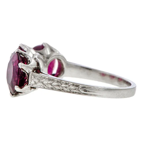 Vintage Pink Tourmaline Three Stone Ring