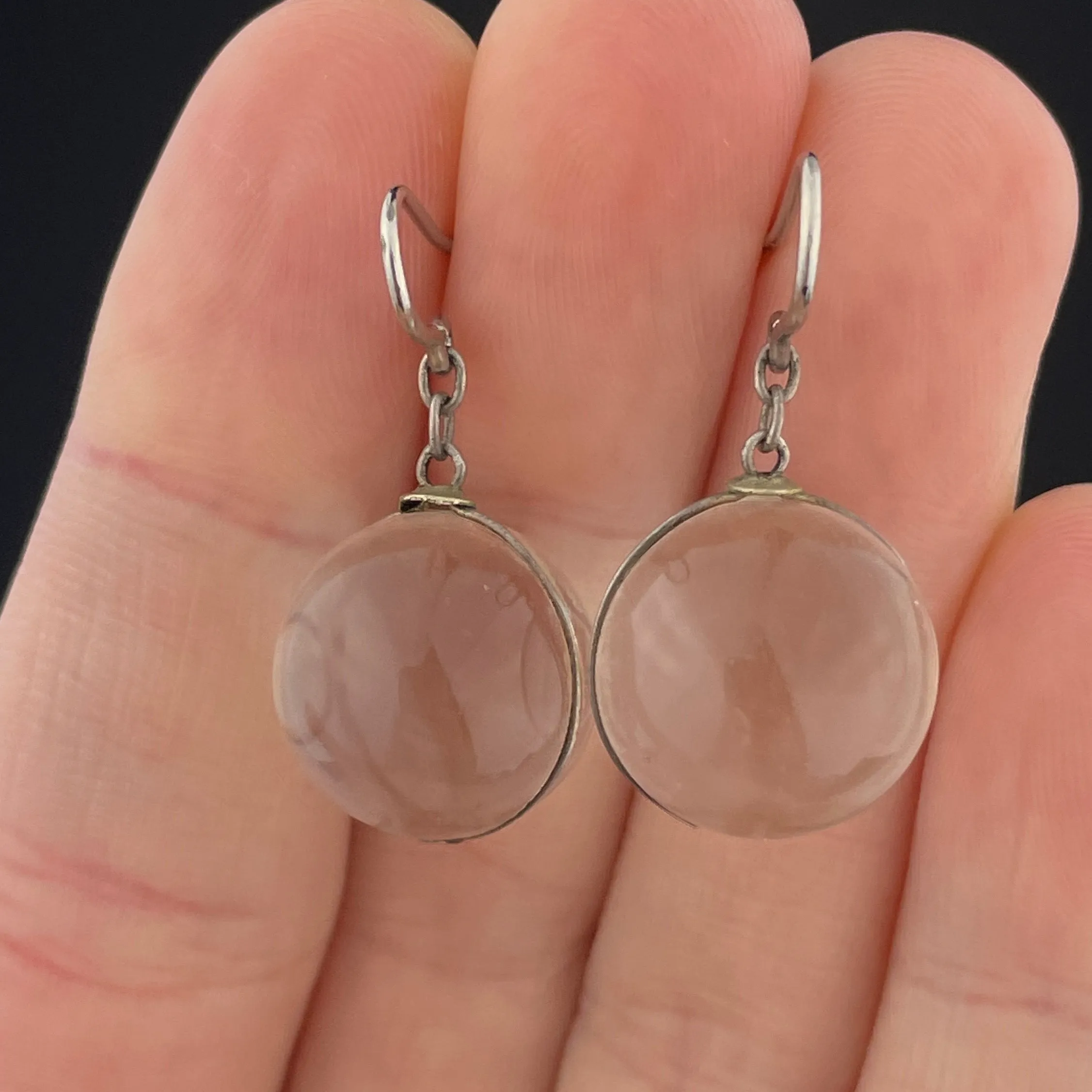 Vintage Silver Art Deco Pools Of Light Drop Earrings