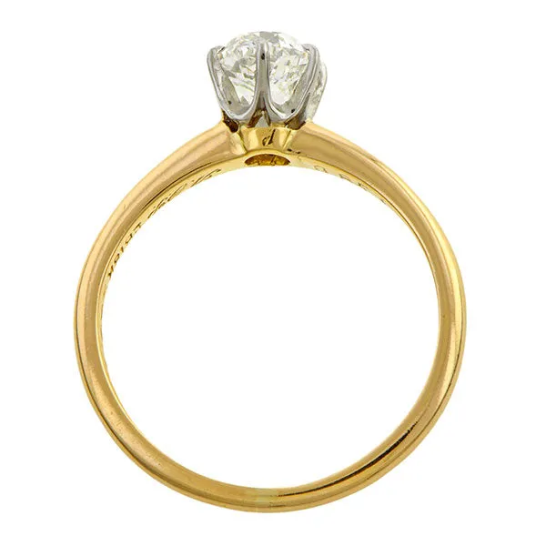 Vintage Solitaire Engagement Ring, Cushion 0.85ct