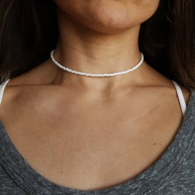 Vintage Style 6mm pearl Choker Necklace for Women
