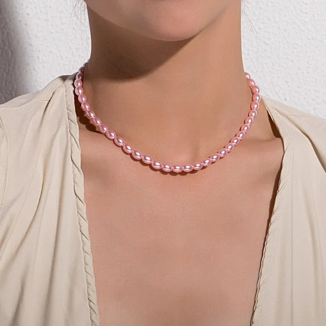 Vintage Style 6mm pearl Choker Necklace for Women