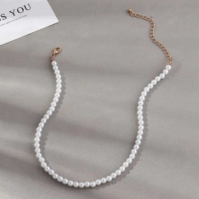 Vintage Style 6mm pearl Choker Necklace for Women