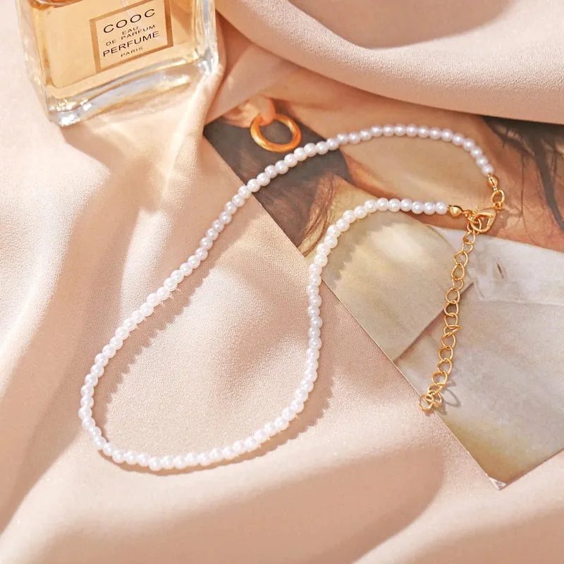 Vintage Style 6mm pearl Choker Necklace for Women