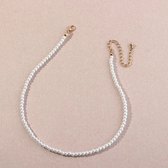 Vintage Style 6mm pearl Choker Necklace for Women