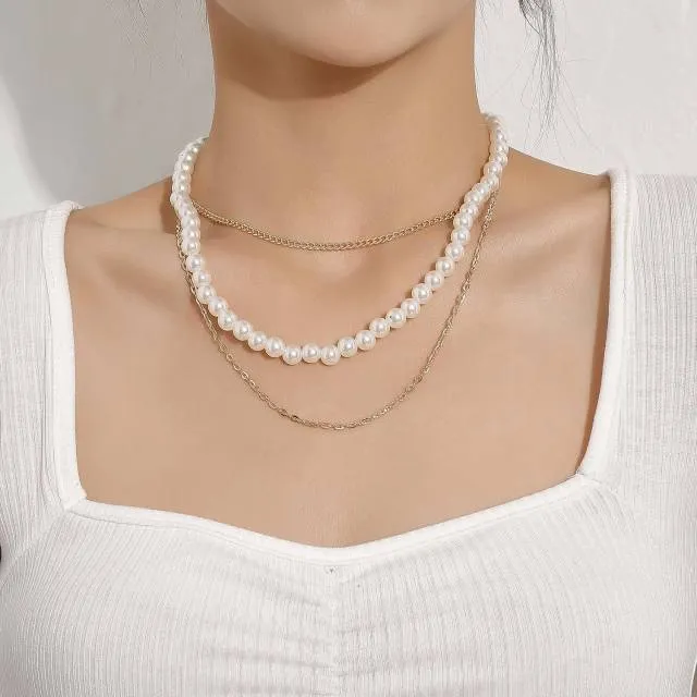 Vintage Style 6mm pearl Choker Necklace for Women