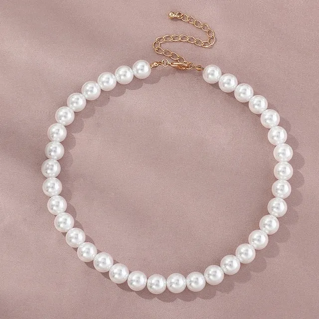 Vintage Style 6mm pearl Choker Necklace for Women