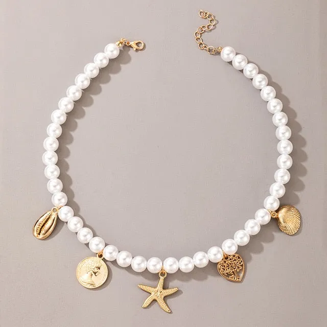 Vintage Style 6mm pearl Choker Necklace for Women