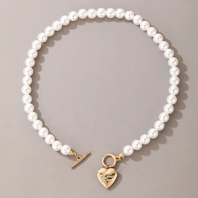Vintage Style 6mm pearl Choker Necklace for Women
