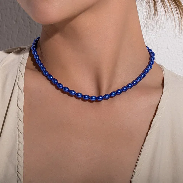 Vintage Style 6mm pearl Choker Necklace for Women