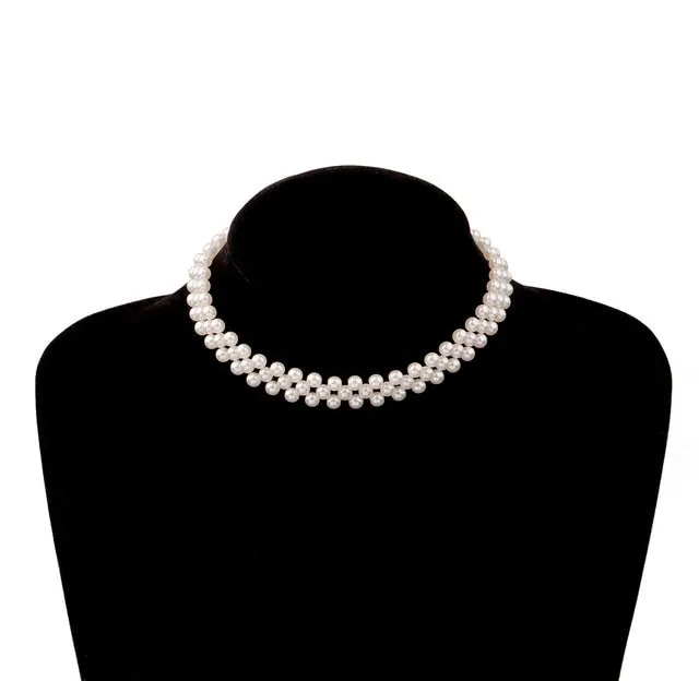 Vintage Style 6mm pearl Choker Necklace for Women