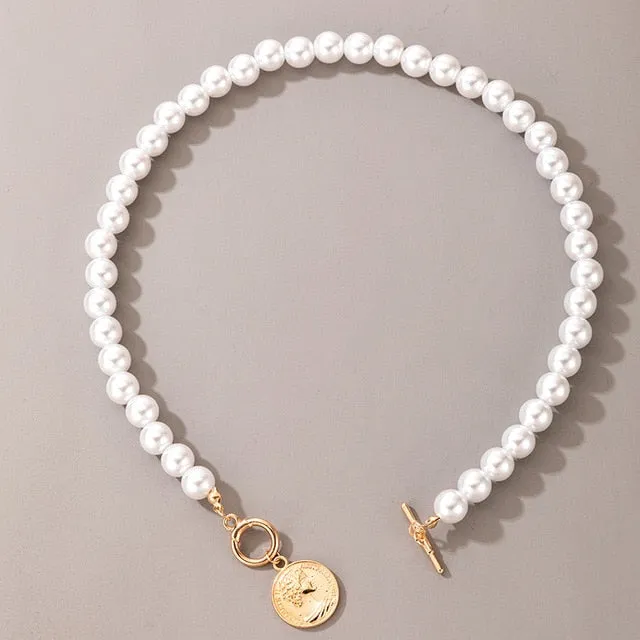 Vintage Style 6mm pearl Choker Necklace for Women