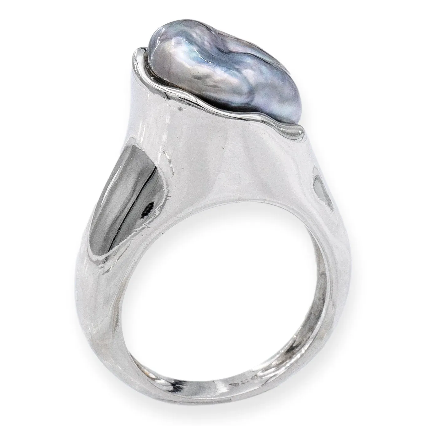 Vintage Tiffany & Co. Platinum Elsa Peretti Baroque Tahitian Pearl Cocktail Ring
