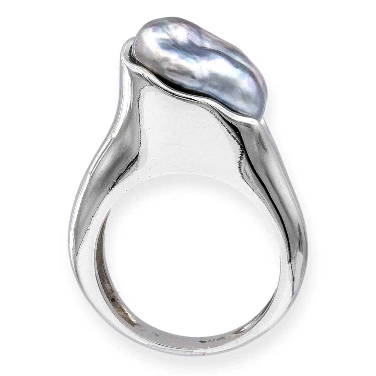 Vintage Tiffany & Co. Platinum Elsa Peretti Baroque Tahitian Pearl Cocktail Ring
