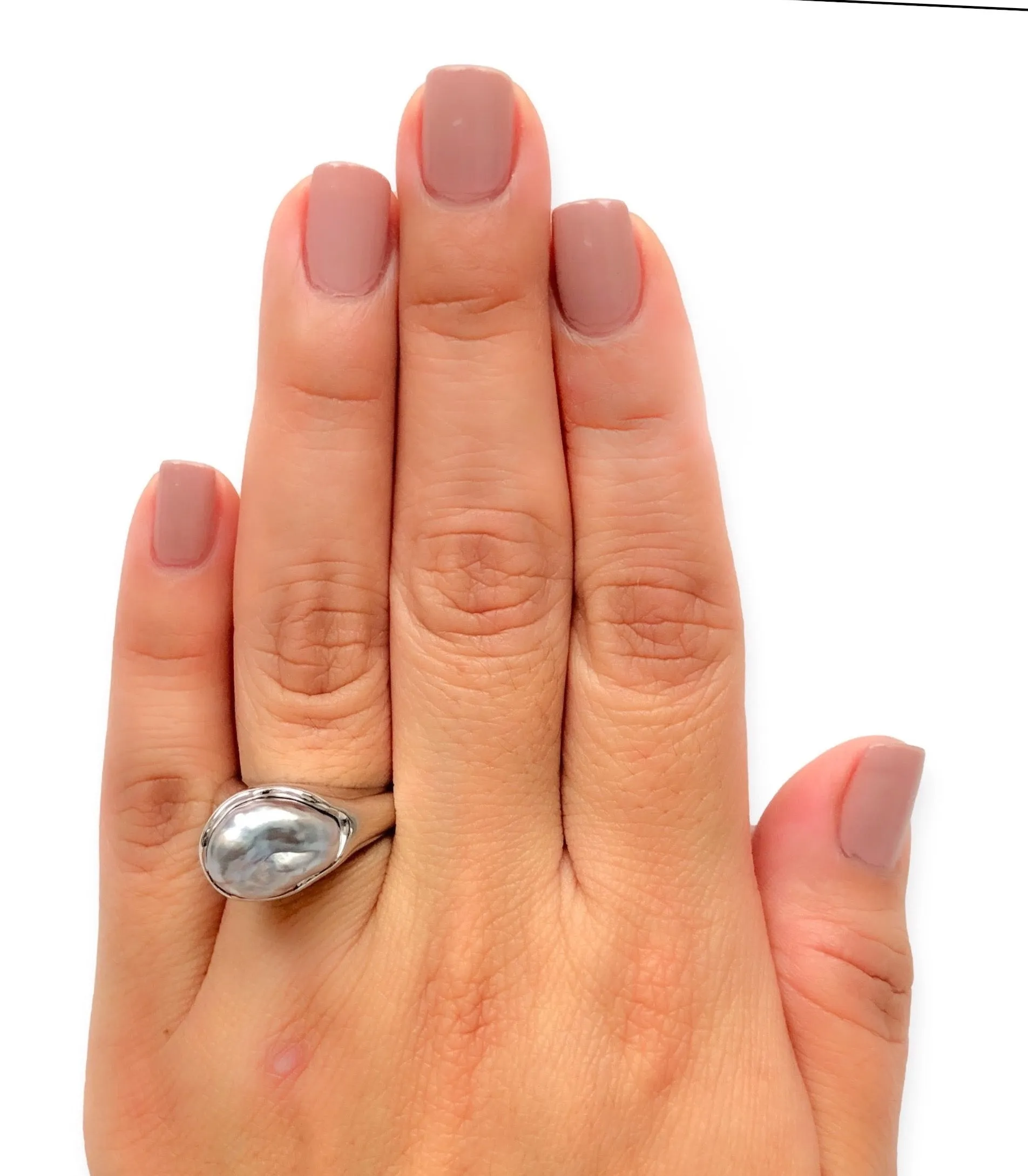 Vintage Tiffany & Co. Platinum Elsa Peretti Baroque Tahitian Pearl Cocktail Ring