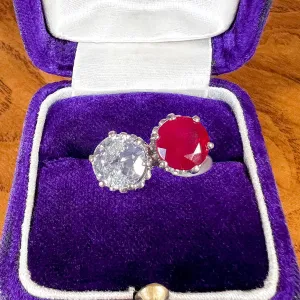 Vintage Toi et Moi Burmese Ruby & Diamond Ring