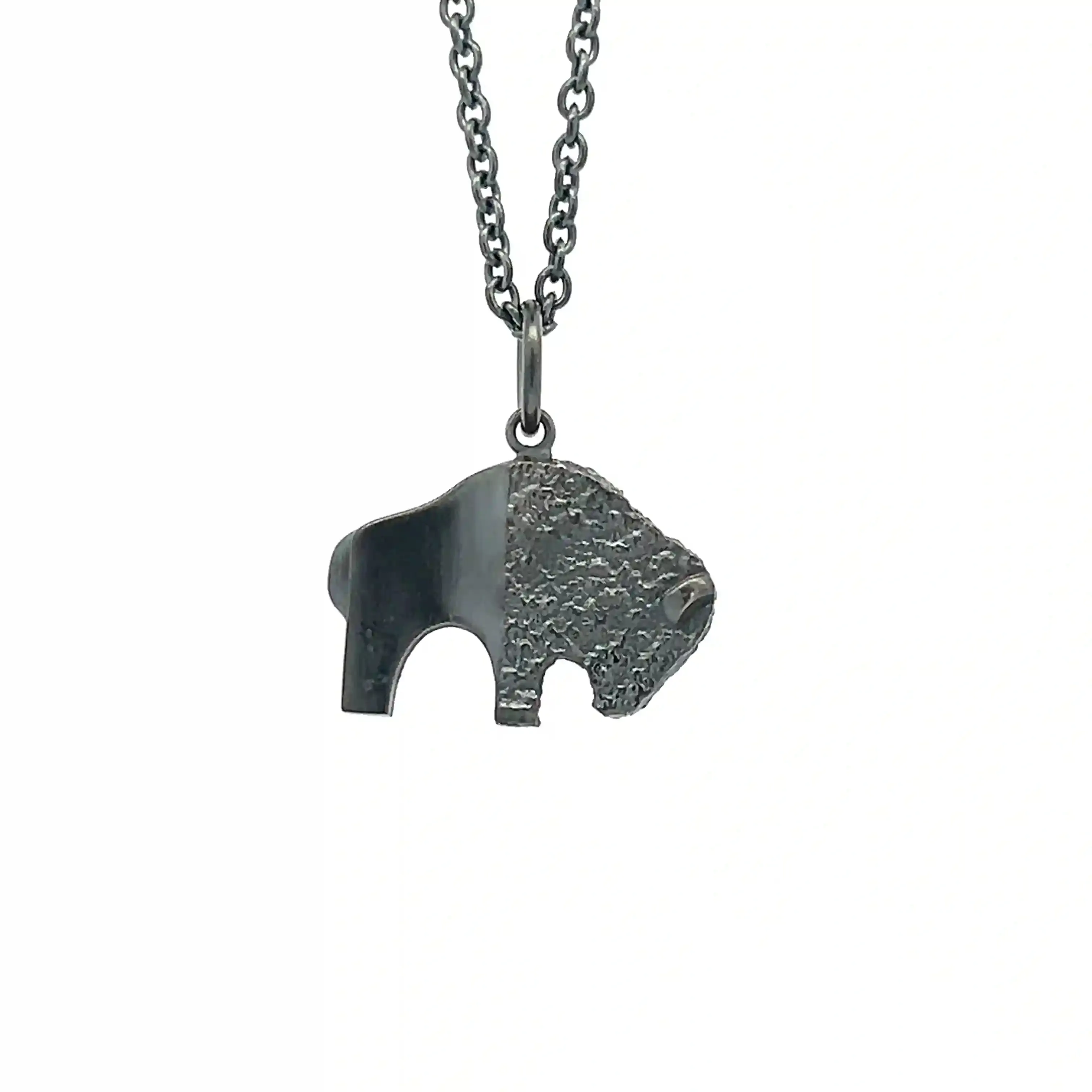 W&H Oxidized Silver Buffalo Necklace