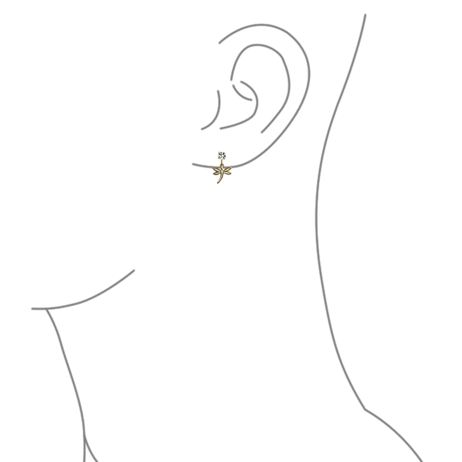 Whimsical Dangle Chandelier Earrings with Dragonfly Butterfly 14K Gold Plated