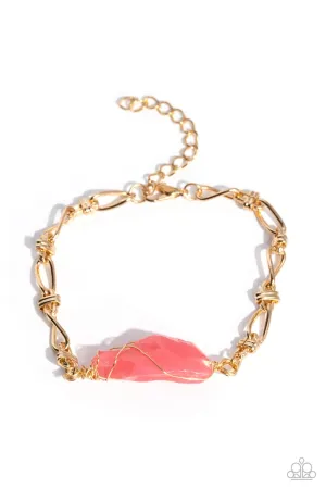 Whimsically Wrapped - Pink - Gold Wire-Wrapped Stone Paparazzi Lobster Claw Bracelet