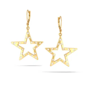 WHITE CRYSTAL STAR EARRINGS #200GD3401 (4B2)