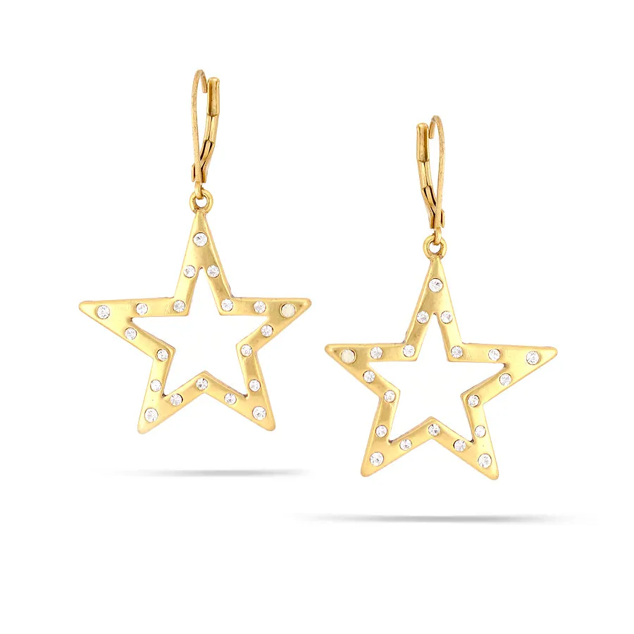 WHITE CRYSTAL STAR EARRINGS #200GD3401 (4B2)