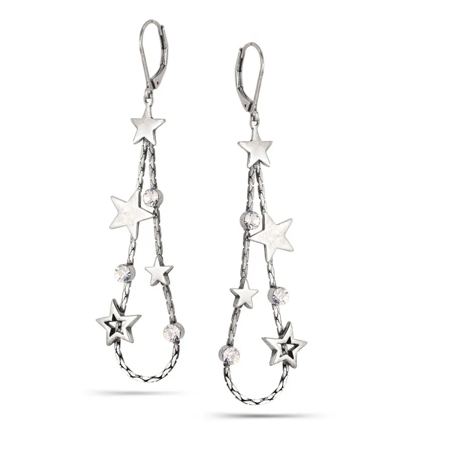 WHITE CRYSTAL STAR  EARRINGS #200SV3101 (5D1)