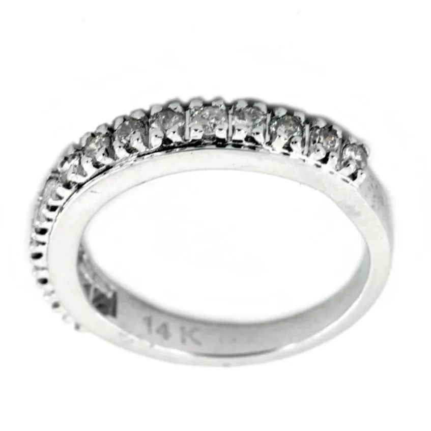 White Diamond Accents Band Ring in 14K, Certified- Great Sparkle with Amazing Collection