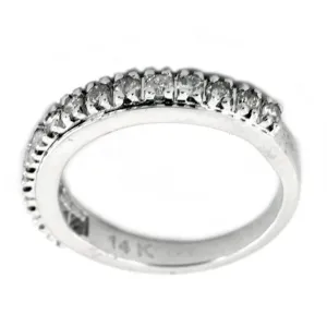 White Diamond Accents Band Ring in 14K, Certified- Great Sparkle with Amazing Collection