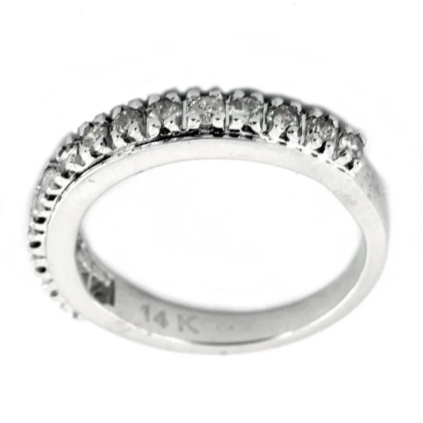 White Diamond Accents Band Ring in 14K, Certified- Great Sparkle with Amazing Collection