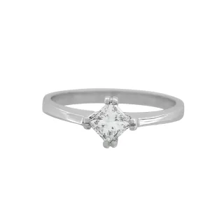 White Gold Solitaire Princess-cut Diamond Ring