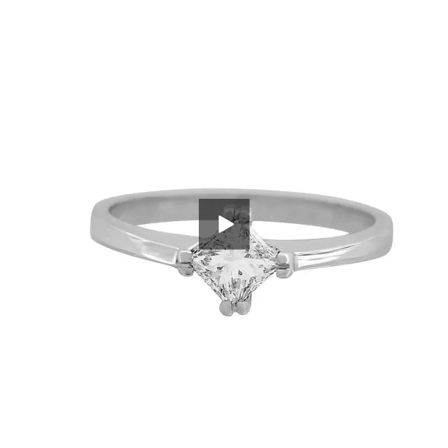 White Gold Solitaire Princess-cut Diamond Ring