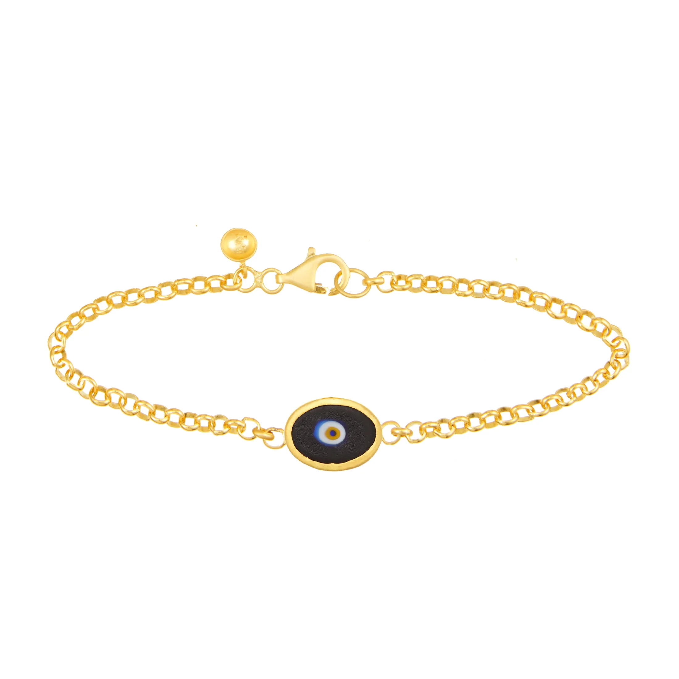 White Protection Single JuJu Evil Eye Bracelet in 18K Gold