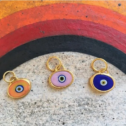 White Protection Single JuJu Evil Eye Bracelet in 18K Gold