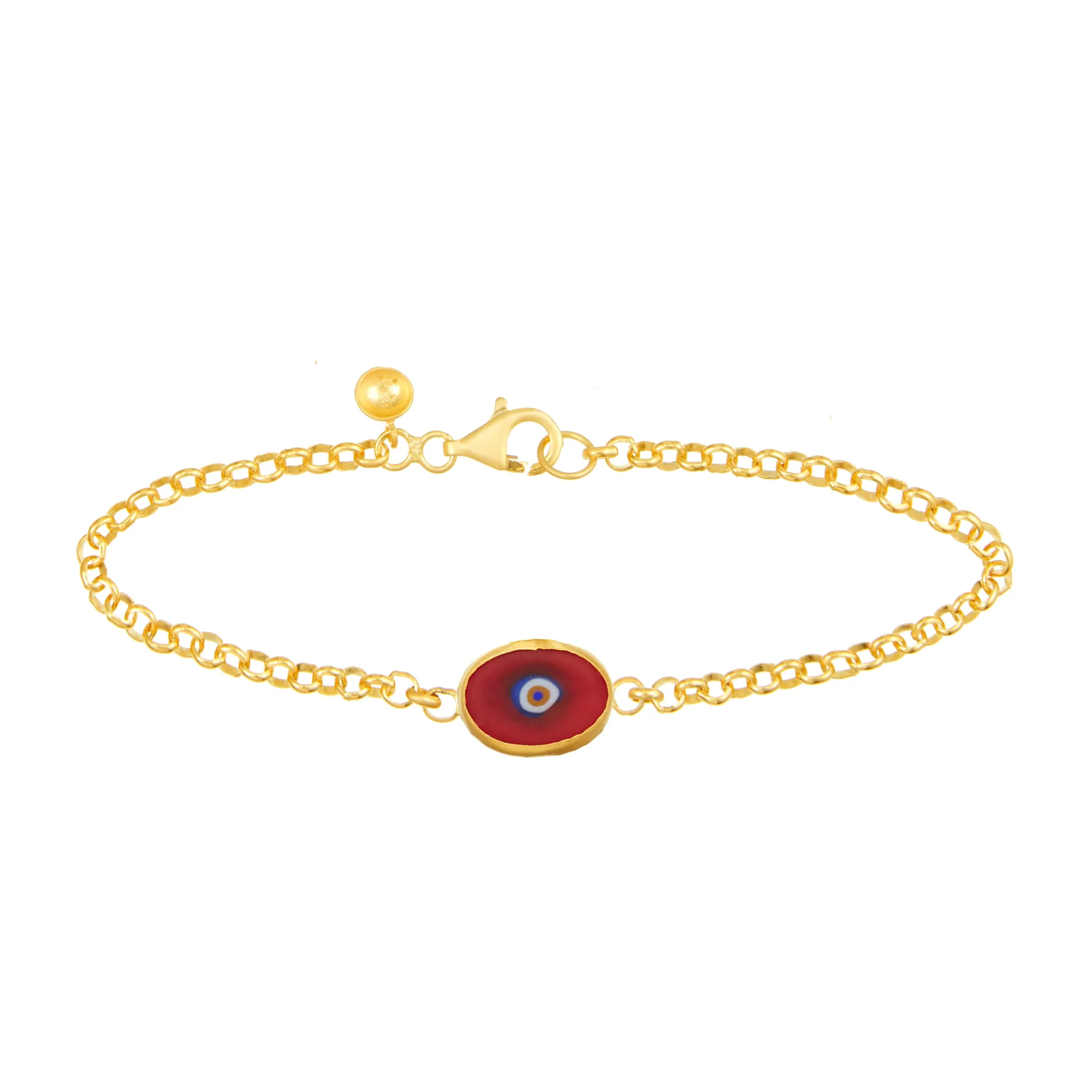 White Protection Single JuJu Evil Eye Bracelet in 18K Gold