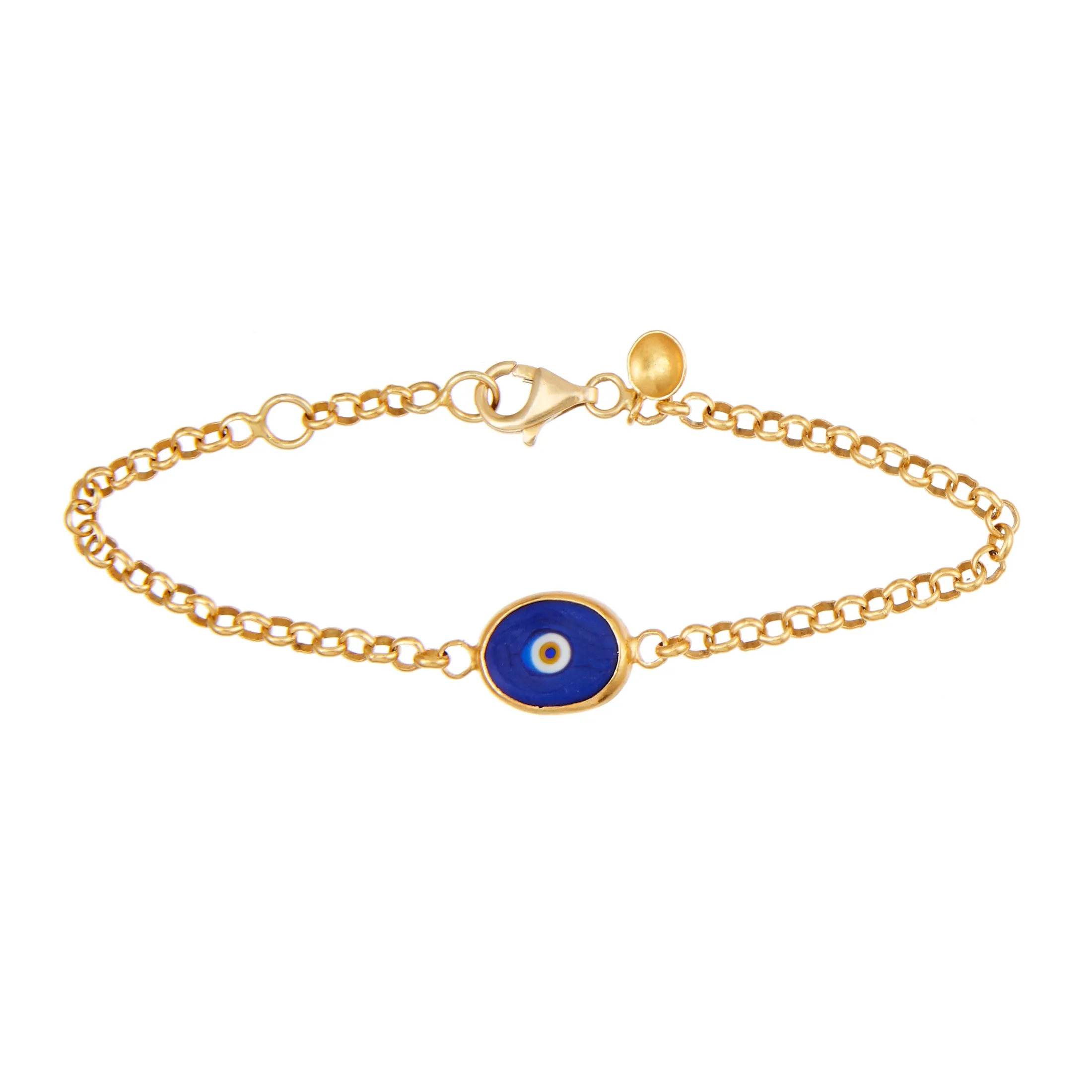 White Protection Single JuJu Evil Eye Bracelet in 18K Gold