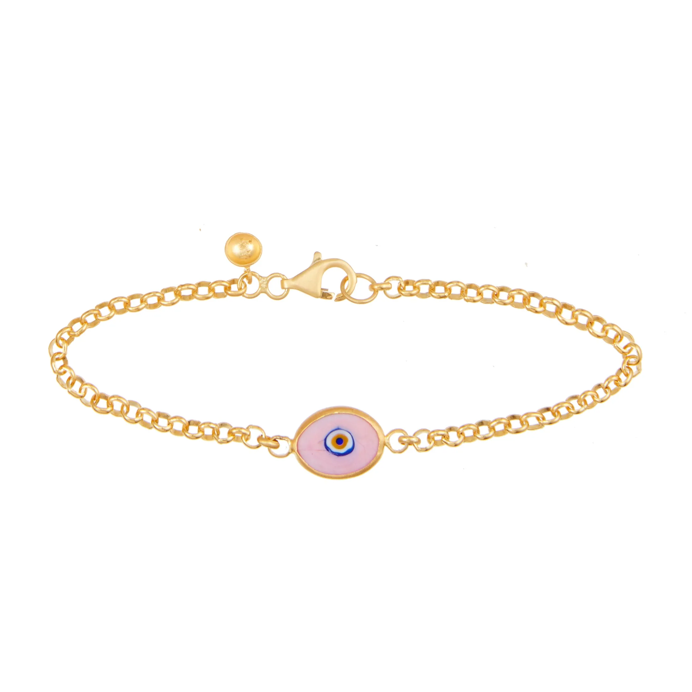 White Protection Single JuJu Evil Eye Bracelet in 18K Gold