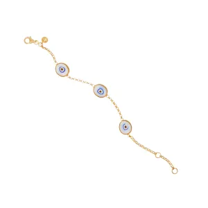 White Protection Triple JuJu Eye Bracelet in 18K Gold