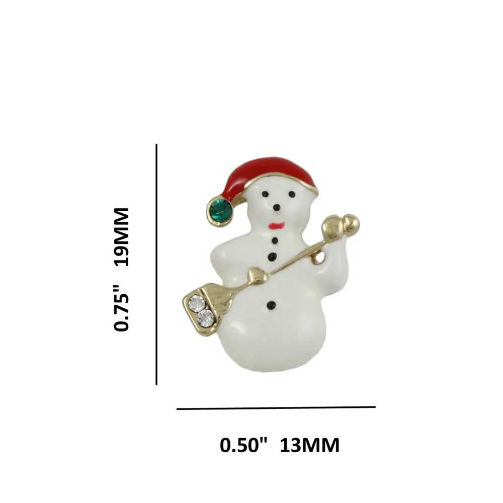 White Snowman with Broom Christmas Clip Earring - XE103C