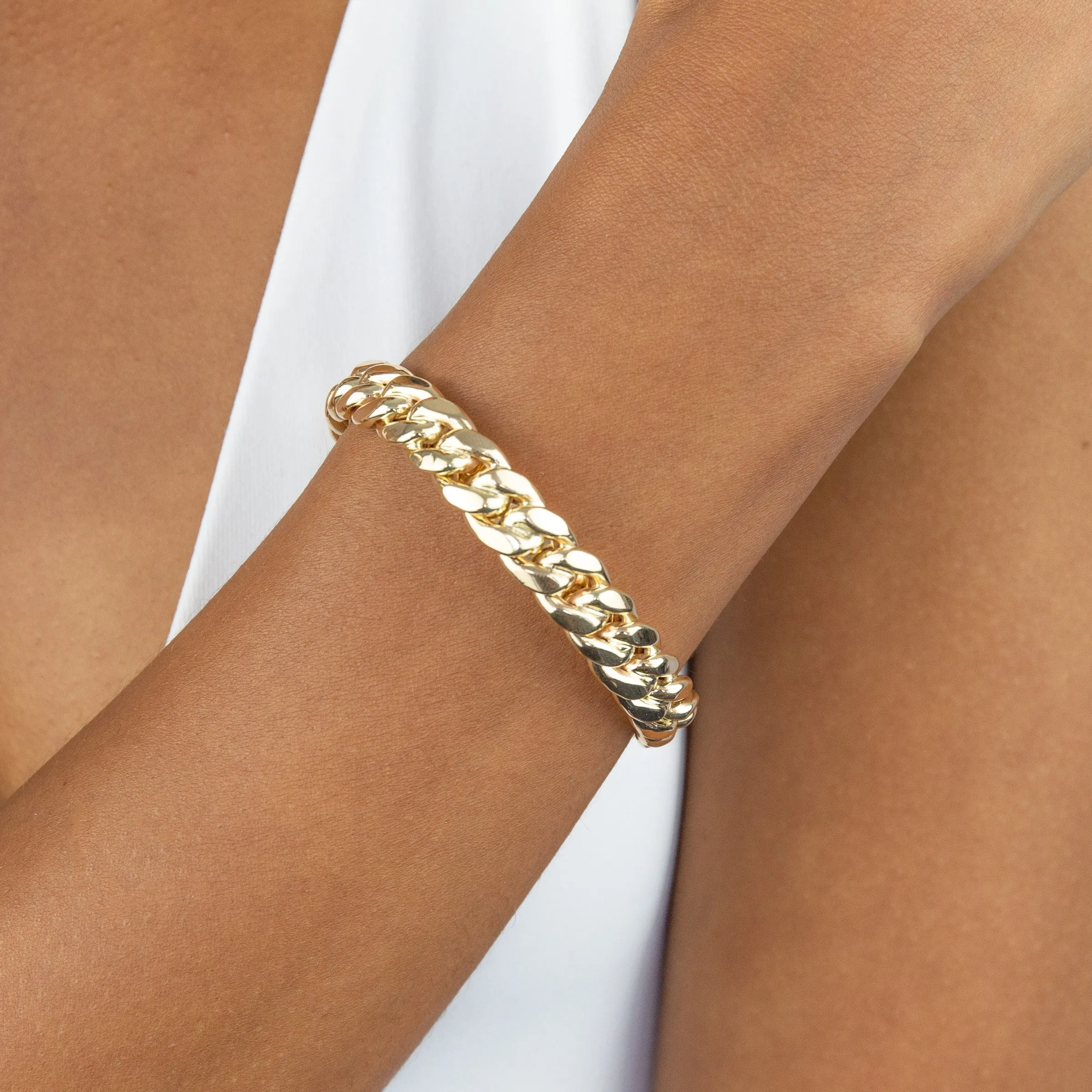 Wide Cuban Chain Bangle 14K