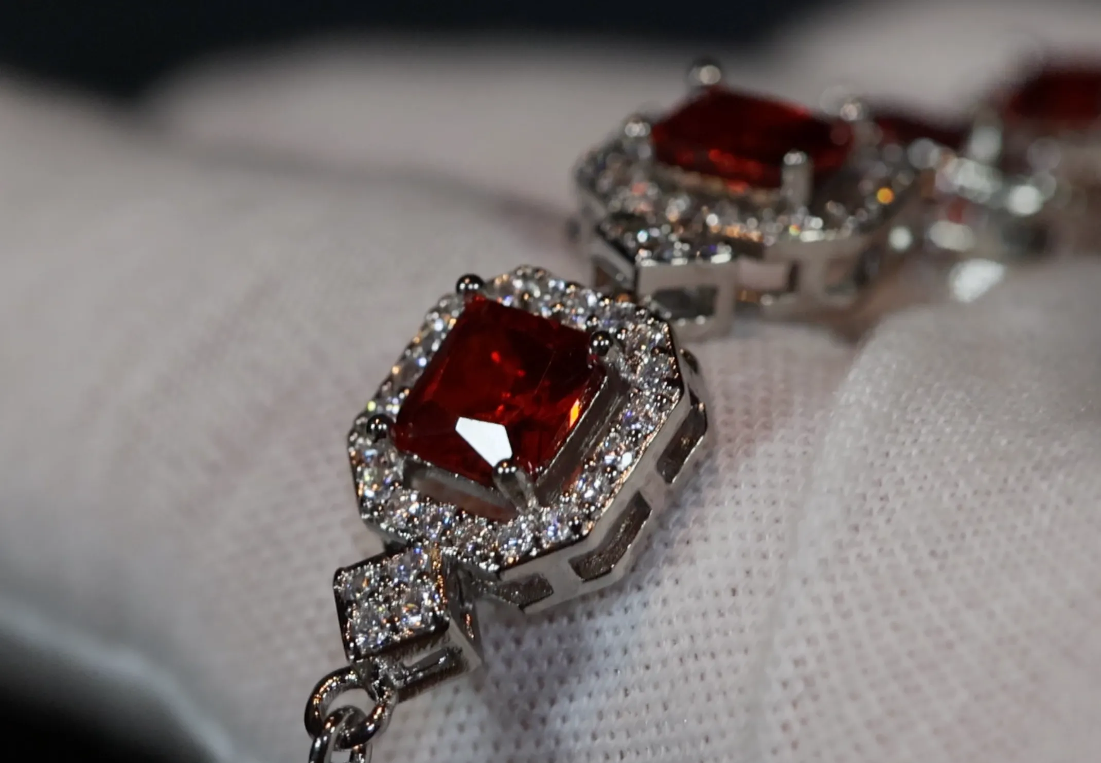 Womens Bracelet | Diamond Bracelet | Womens Red Diamond Bracelet | Red Gemstone Bracelet