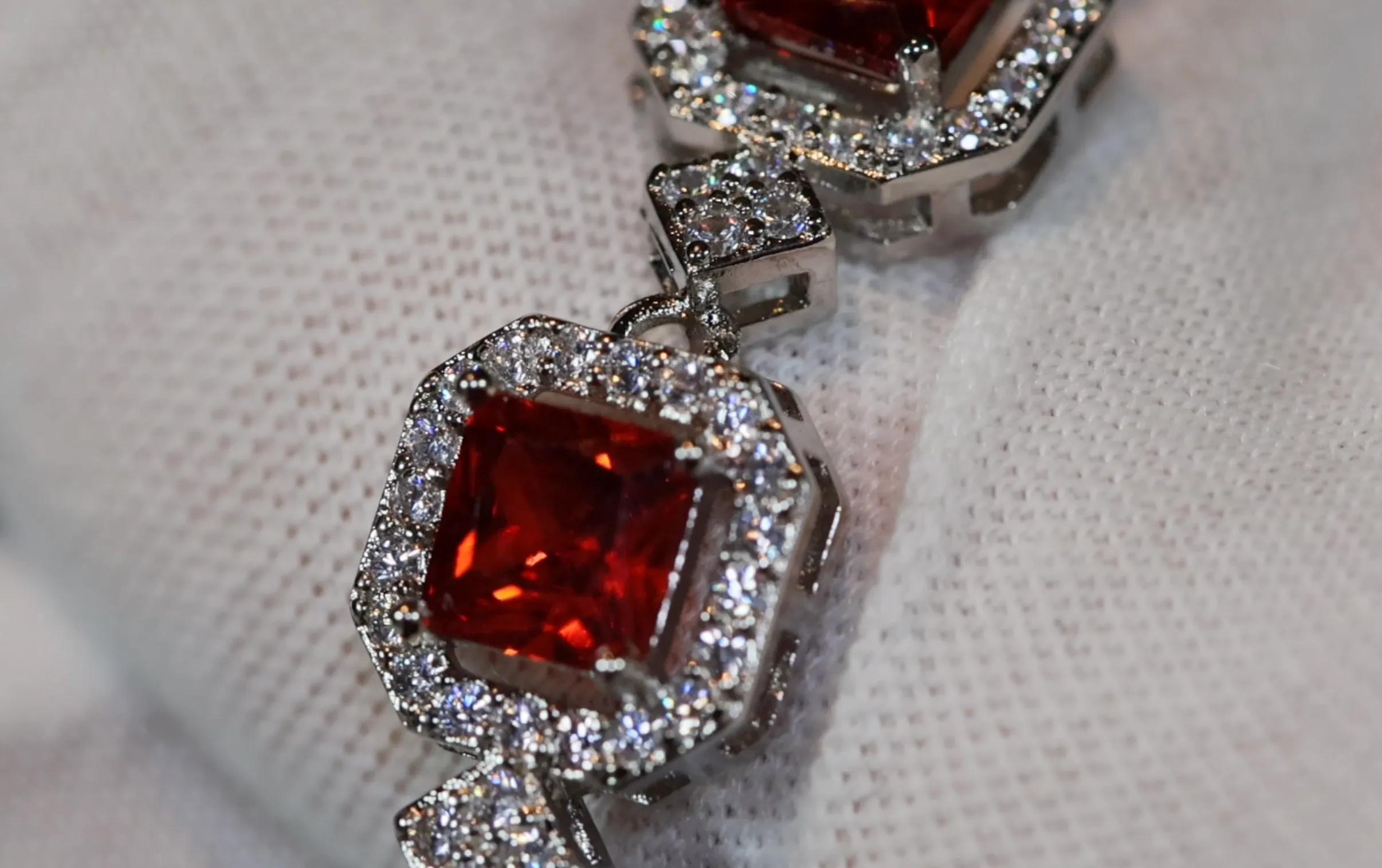 Womens Bracelet | Diamond Bracelet | Womens Red Diamond Bracelet | Red Gemstone Bracelet