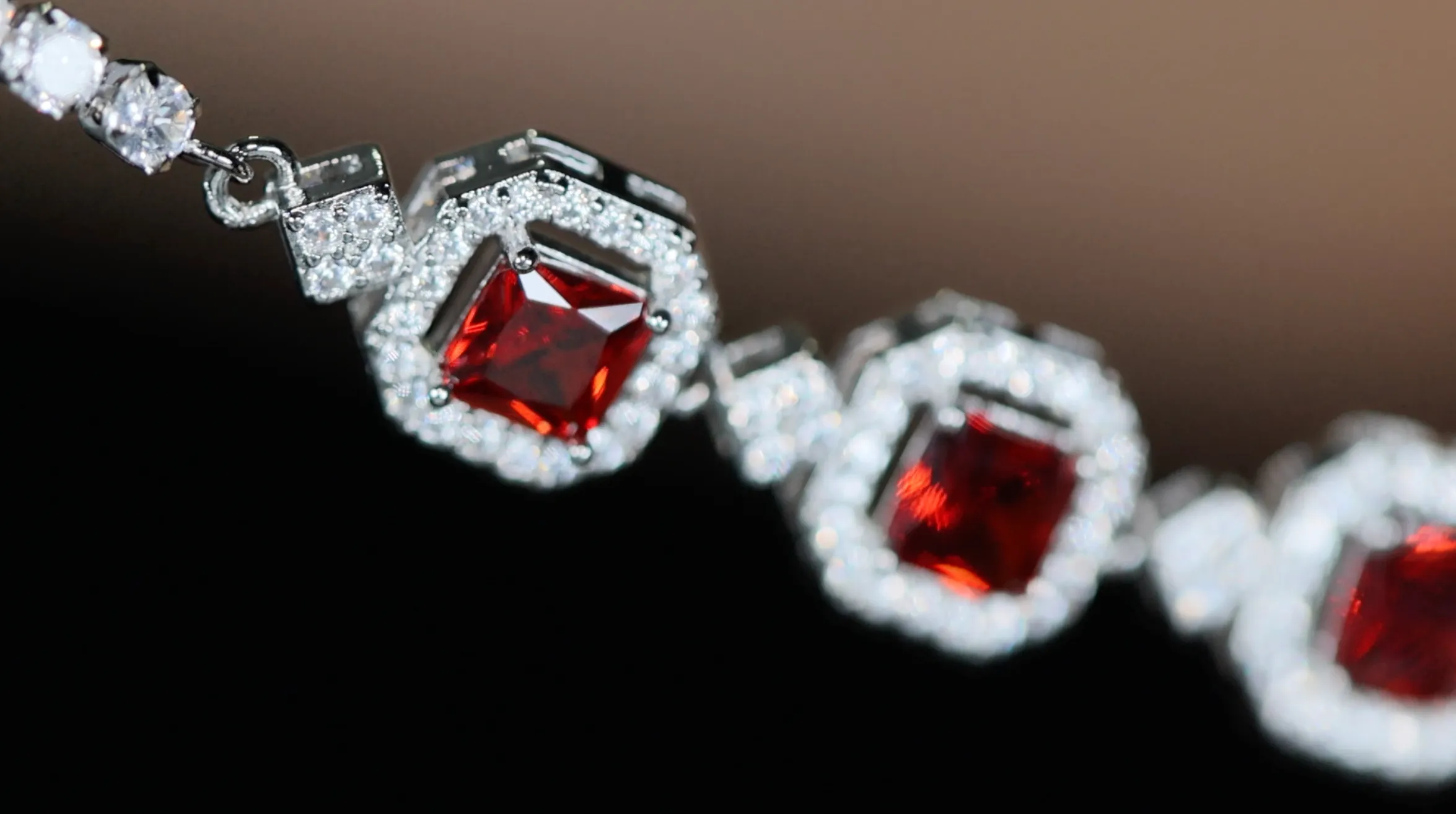 Womens Bracelet | Diamond Bracelet | Womens Red Diamond Bracelet | Red Gemstone Bracelet