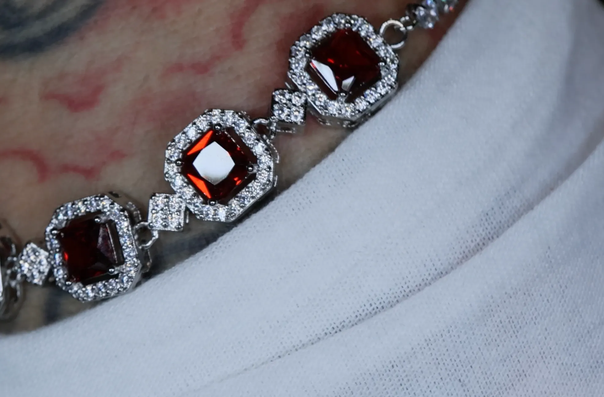 Womens Bracelet | Diamond Bracelet | Womens Red Diamond Bracelet | Red Gemstone Bracelet